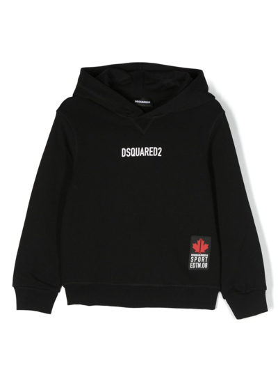 Shop Dsquared2 Logo-print Cotton Hoodie In Schwarz