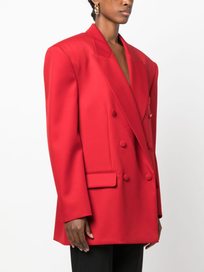 Shop Magda Butrym Double-breasted Wool Blazer In Red