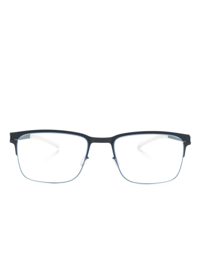 Shop Mykita Rectangle-frame Metal Glasses In Blue