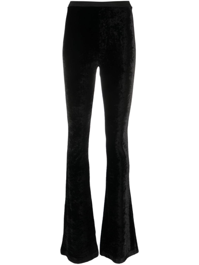 Shop Bally Elasticated Velvet Bootcut Trousers In Black