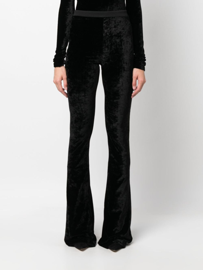 Bally Flared Pants In Black Velvet In Black