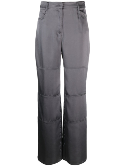 Shop Blanca Vita Straight-leg Satin Trousers In Grau