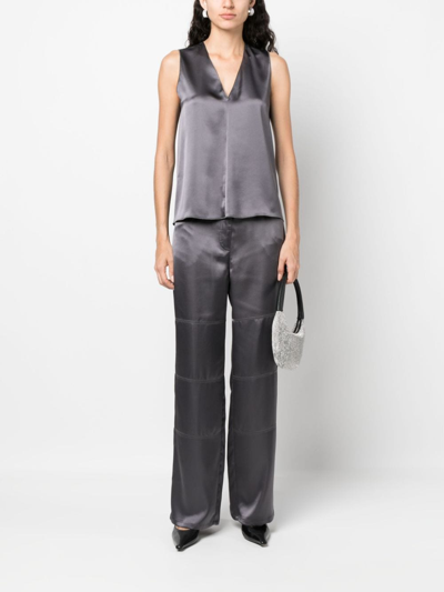 Shop Blanca Vita Straight-leg Satin Trousers In Grau