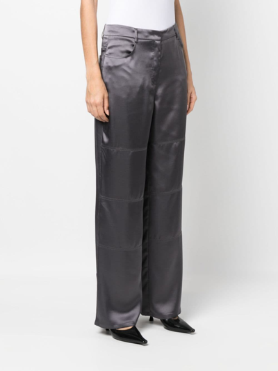 Shop Blanca Vita Straight-leg Satin Trousers In Grau