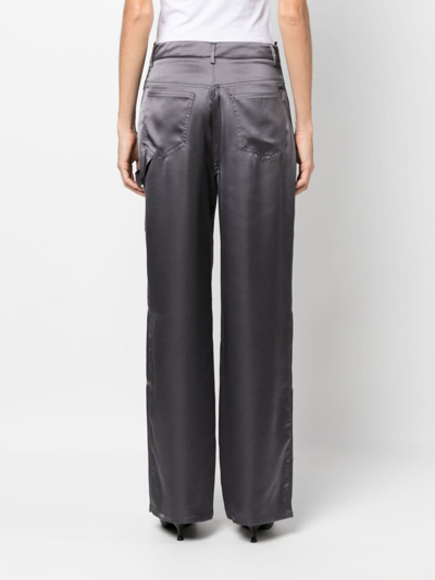 Shop Blanca Vita Straight-leg Satin Trousers In Grau