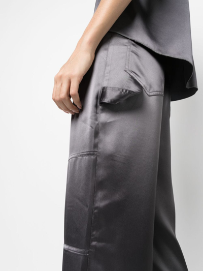 Shop Blanca Vita Straight-leg Satin Trousers In Grau