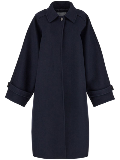 Shop Ferragamo Single-breast Wool Coat In Blau