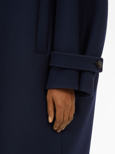 Ferragamo Blue Oversized Wool Single-breasted Coat In Blau