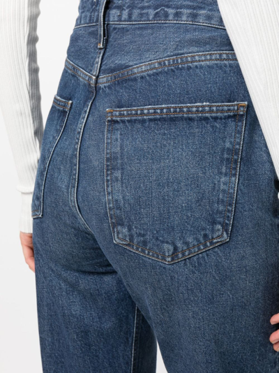 Shop Agolde Distressed-finish Straight-leg Jeans In Blau