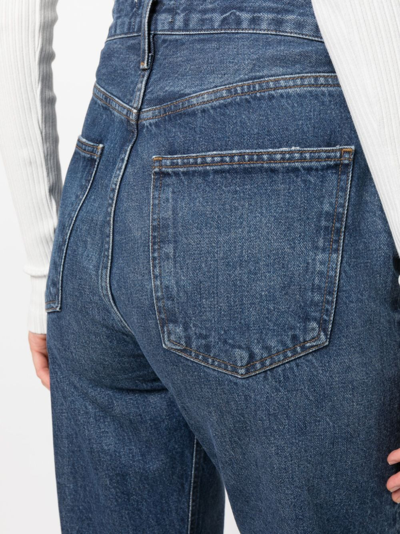 Agolde Distressed-finish Straight-leg Jeans In Blau