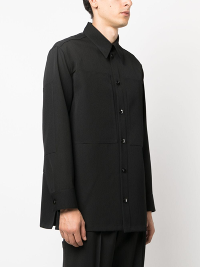 Jil Sander Long-sleeve Wool Shirt In Schwarz