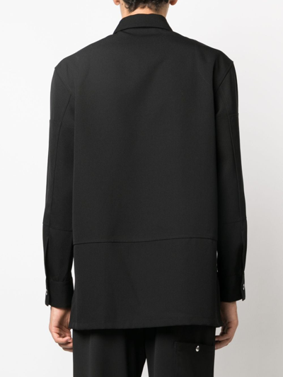 Jil Sander Long-sleeve Wool Shirt In Schwarz