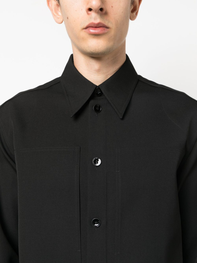 Jil Sander Long-sleeve Wool Shirt In Schwarz