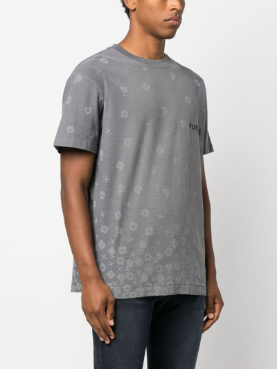 Purple Brand All-Over graphic-print Cotton T-Shirt - Grey