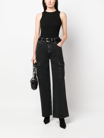 Shop Agolde Mid-rise Wide-leg Jeans In Schwarz