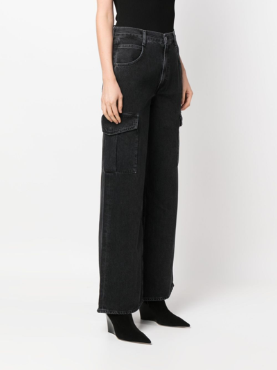 Shop Agolde Mid-rise Wide-leg Jeans In Schwarz