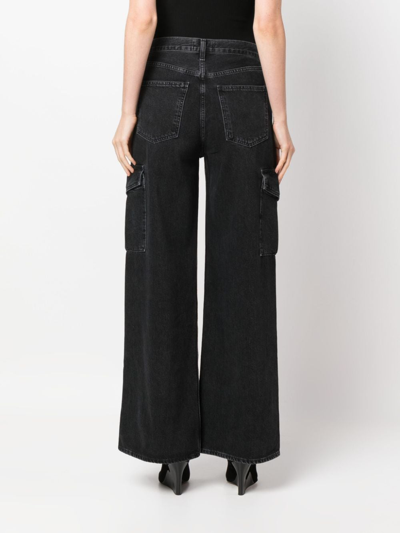 Shop Agolde Mid-rise Wide-leg Jeans In Schwarz