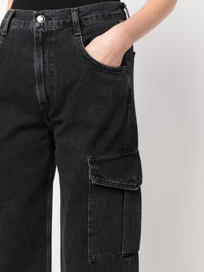 Shop Agolde Mid-rise Wide-leg Jeans In Schwarz