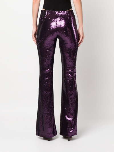 Shop Philosophy Di Lorenzo Serafini Flared Sequin-embellished Trousers In Violett
