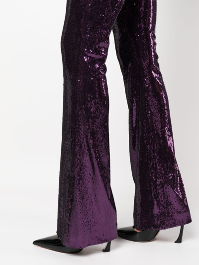 Shop Philosophy Di Lorenzo Serafini Flared Sequin-embellished Trousers In Violett