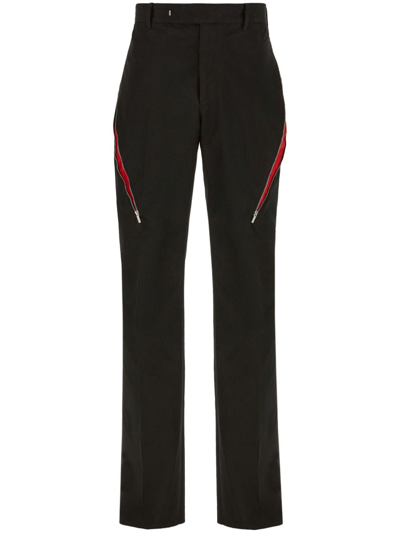 Shop Ferragamo Zip-detail Tailored Trousers In Black