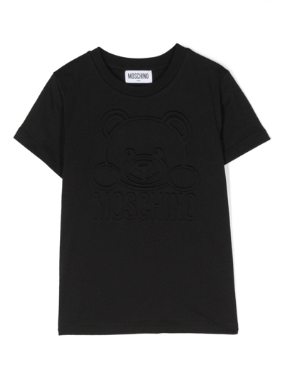 Shop Moschino Logo-embossed Cotton T-shirt In Schwarz