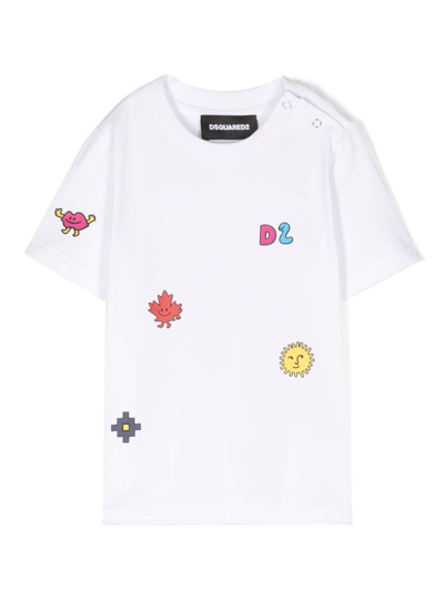 Shop Dsquared2 Graphic-print Short-sleeve T-shirt In White