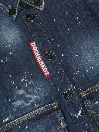 Dsquared2 Jeanshemd Mit Farbklecks-print In Blue