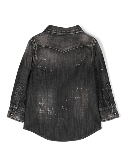 Shop Dsquared2 Paint-splatter Acid-wash Shirt In Black