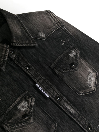 Shop Dsquared2 Distressed-effect Denim Shirt In Black