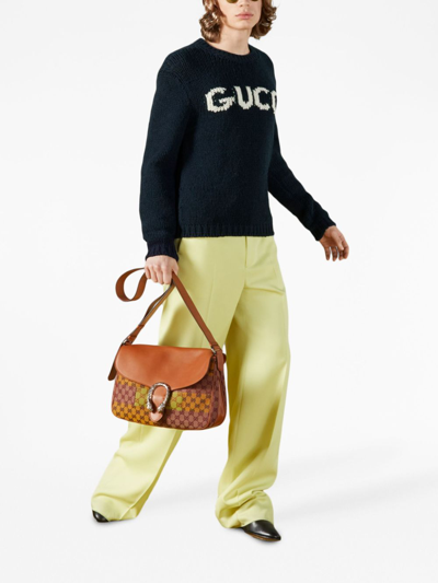 Shop Gucci Logo-intarsia Wool Jumper In Blau