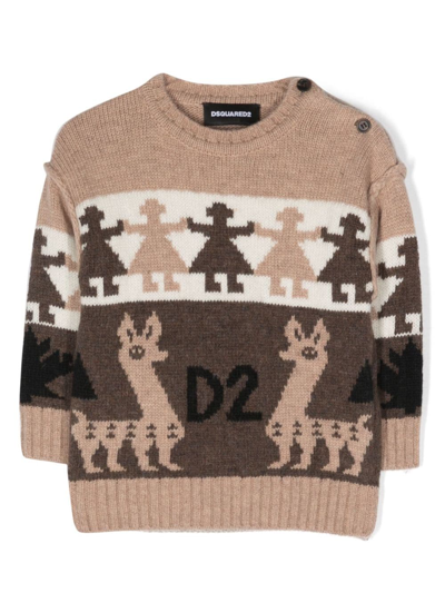 Shop Dsquared2 Intarsia-knit Jumper In Neutrals