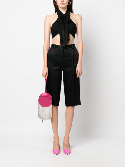 Moschino Backless Silk Crop Top In Schwarz