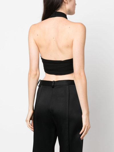 Moschino Backless Silk Crop Top In Schwarz