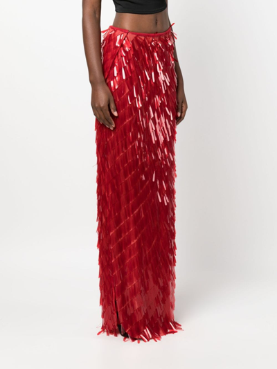 Shop Atu Body Couture Embellished Maxi Skirt In Red