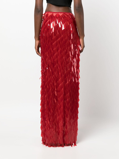 Shop Atu Body Couture Embellished Maxi Skirt In Red