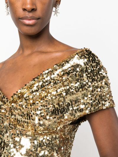 Atu Body Couture Sequin-embellished Off-shoulder Minidress In Gold