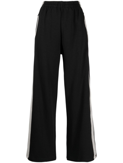 Shop B+ab Stripe-detail Wide-leg Trousers In Schwarz