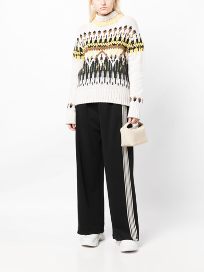 Shop B+ab Stripe-detail Wide-leg Trousers In Schwarz