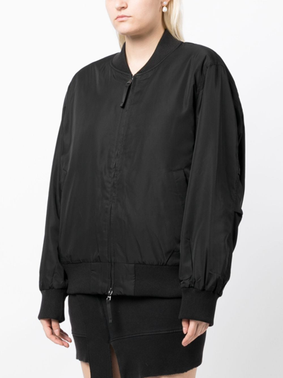 B+ab Baseball-collar Zip-up Bomber Jacket In Schwarz