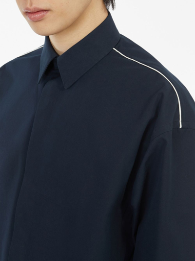 Shop Ferragamo Contrast-detail Cotton Shirt In Blue