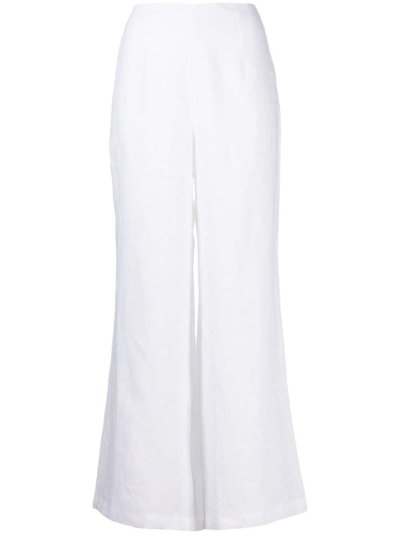 Shop Faithfull The Brand Ottavio Flared Linen Trousers In Weiss