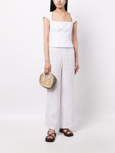 Shop Faithfull The Brand Ottavio Flared Linen Trousers In Weiss