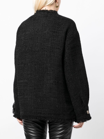 Shop B+ab Tweed Button-up Jacket In Schwarz