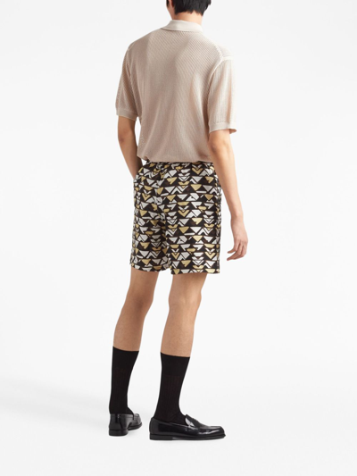 Shop Prada Triangle-print Swim Shorts In Multicolour