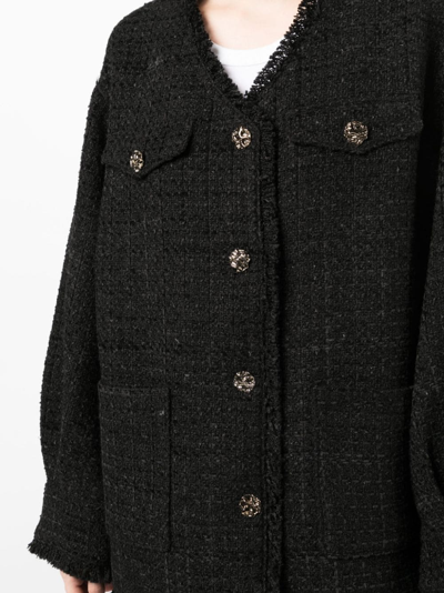 Shop B+ab Tweed Button-up Jacket In Schwarz