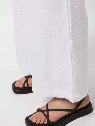 Shop Faithfull The Brand Ottavio Flared Linen Trousers In Weiss