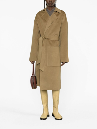Nanushka Belted Wool-blend Coat In Neutrals