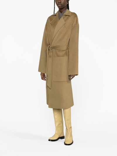 Nanushka Belted Wool-blend Coat In Neutrals