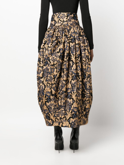 Shop Rochas Floral-jacquard Maxi Skirt In Schwarz